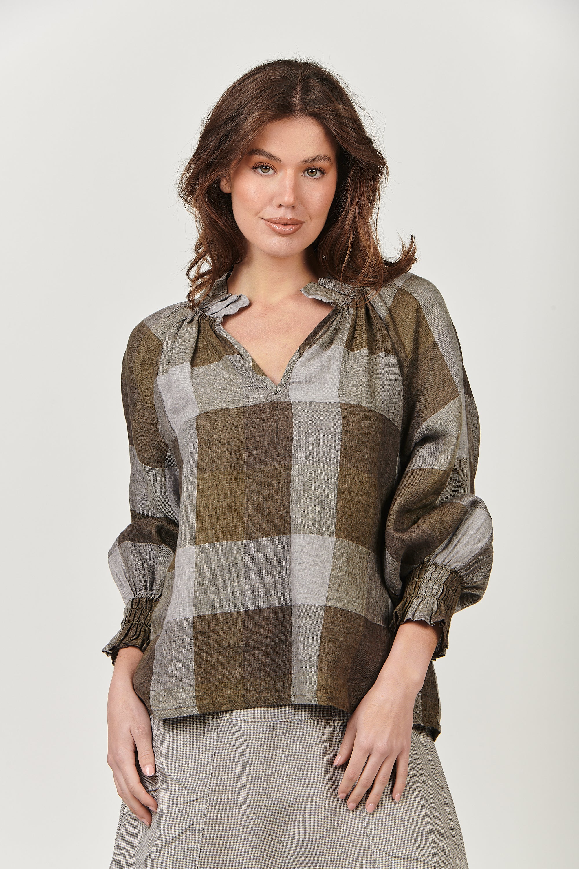 GA483 Top in Breen Plaid GA483 Top in Breen Plaid