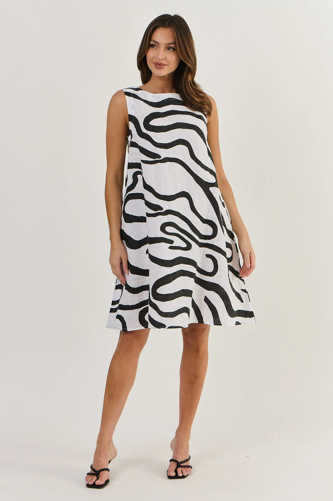 GA518 Linen Dress in Black Ribbon GA518 Linen Dress in Black Ribbon