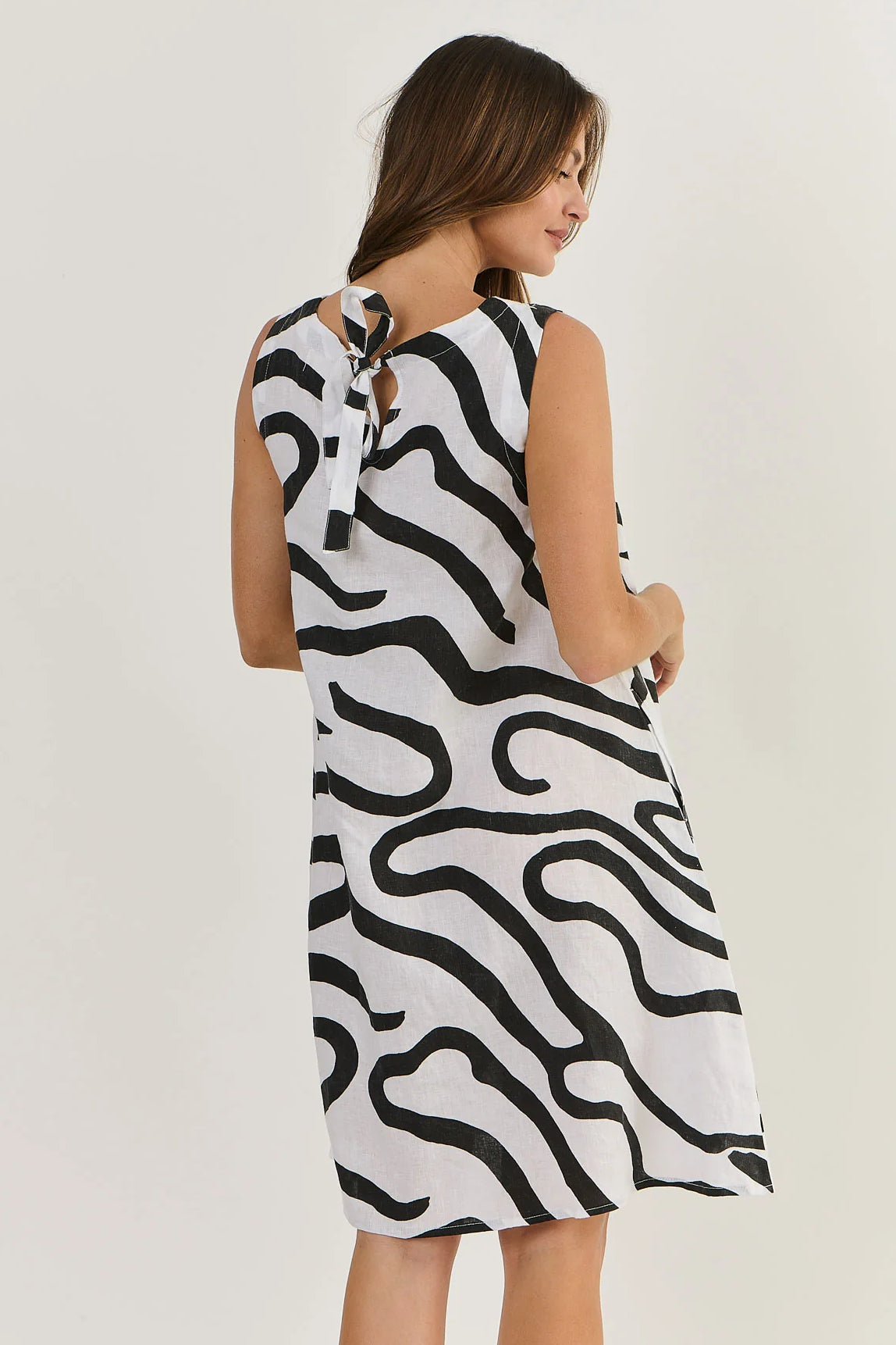 GA518 Linen Dress in Black Ribbon GA518 Linen Dress in Black Ribbon