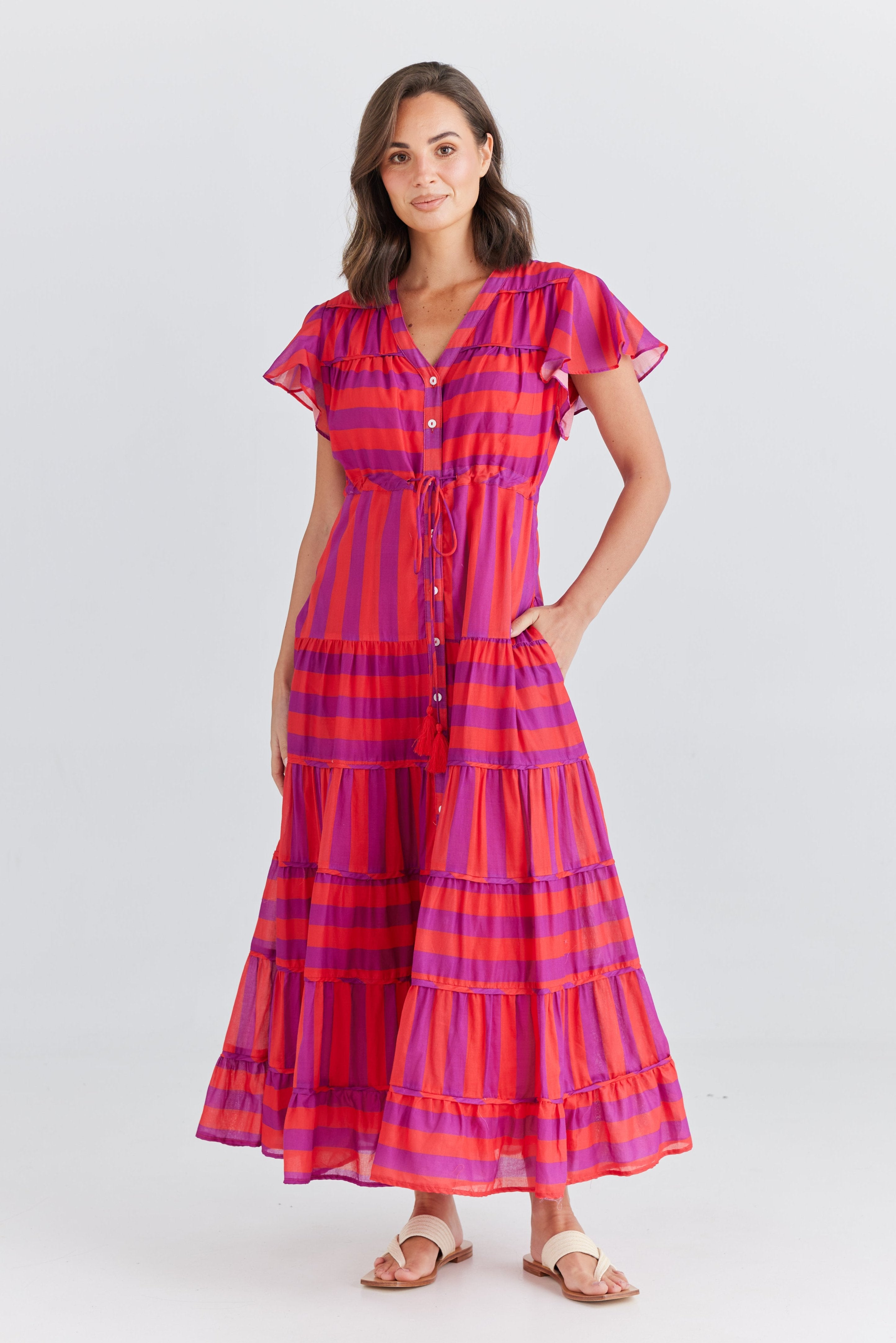 Delilah Dress in Yuzu Stripe Delilah Dress in Yuzu Stripe