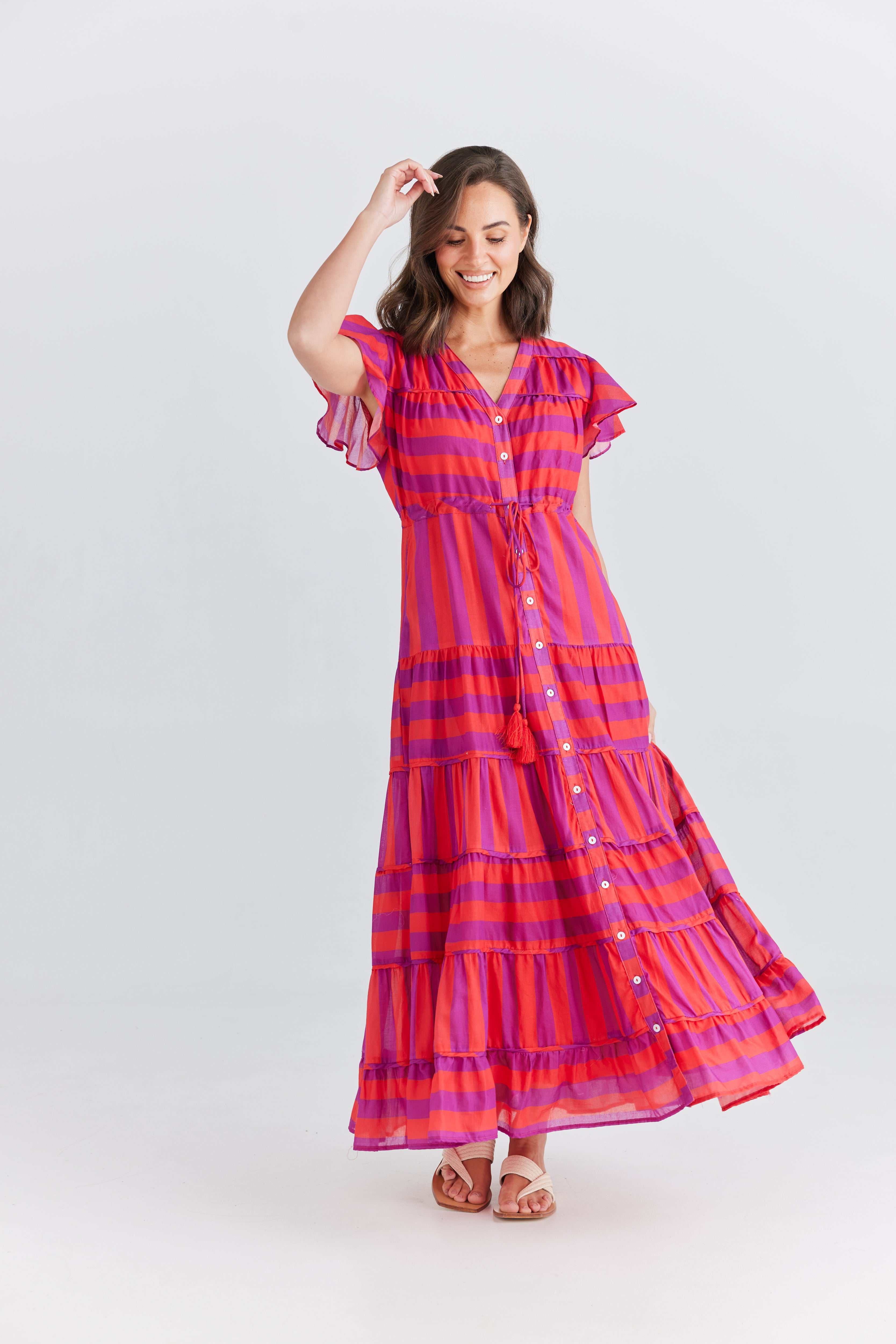 Delilah Dress in Yuzu Stripe Delilah Dress in Yuzu Stripe
