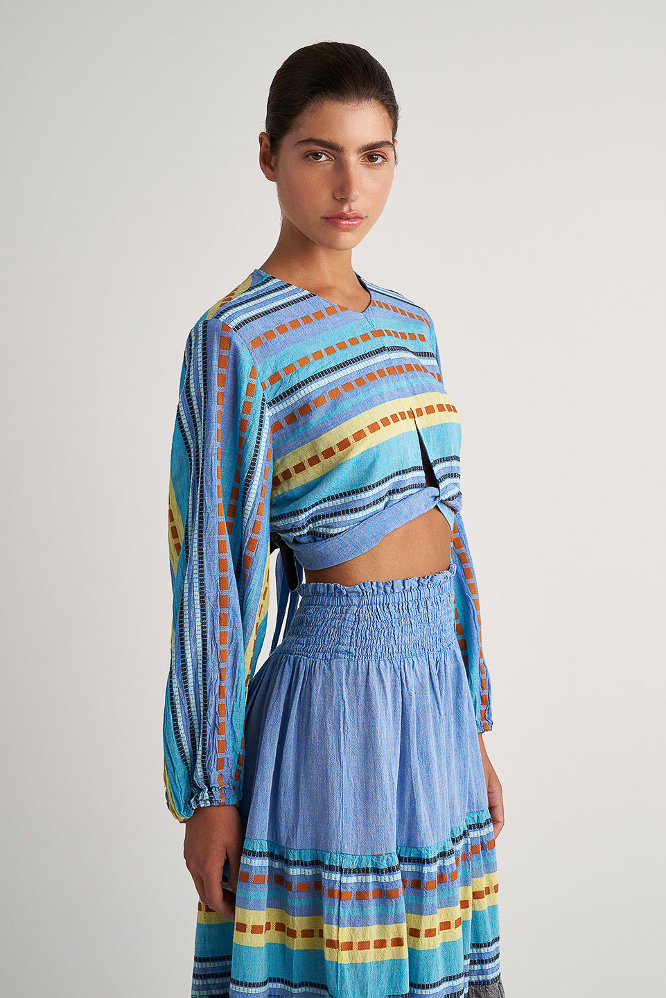 Zakar Cropped Tie Top in Alonissos Blue Zakar Cropped Tie Top in Alonissos Blue