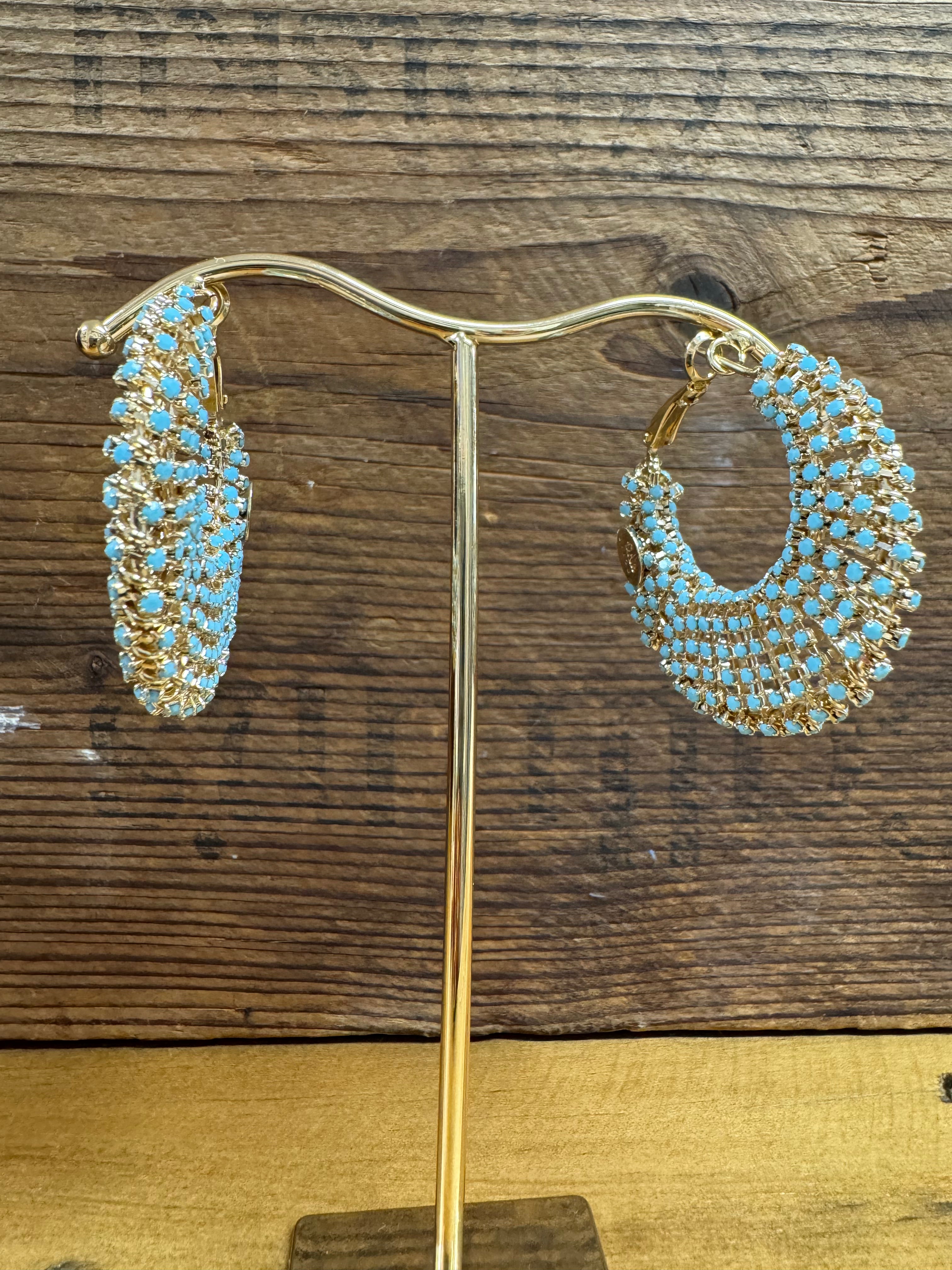 Izzia Strass GM Hoop Earrings in Blue Izzia Strass GM Hoop Earrings in Blue