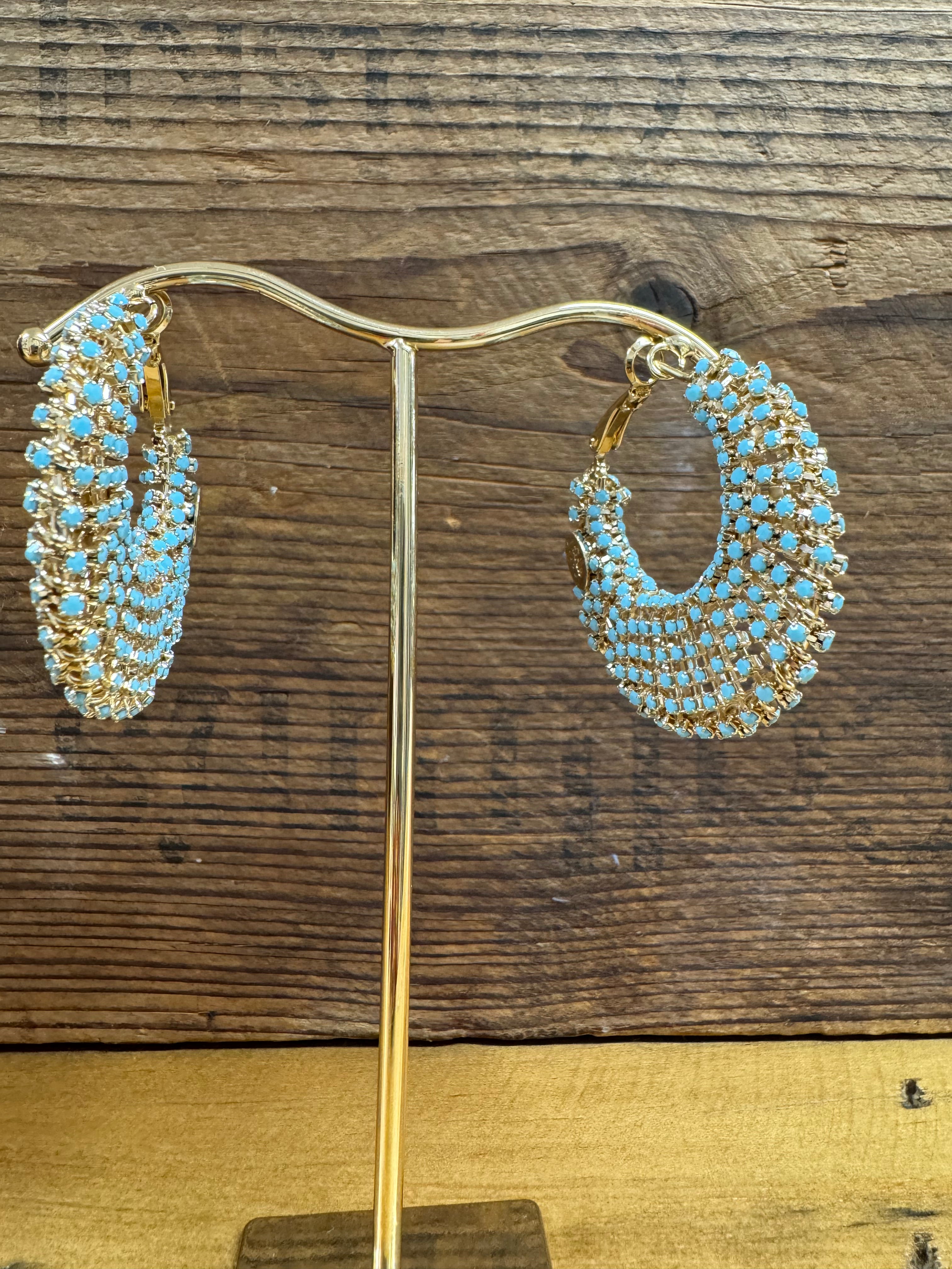 Izzia Strass GM Hoop Earrings in Blue Izzia Strass GM Hoop Earrings in Blue