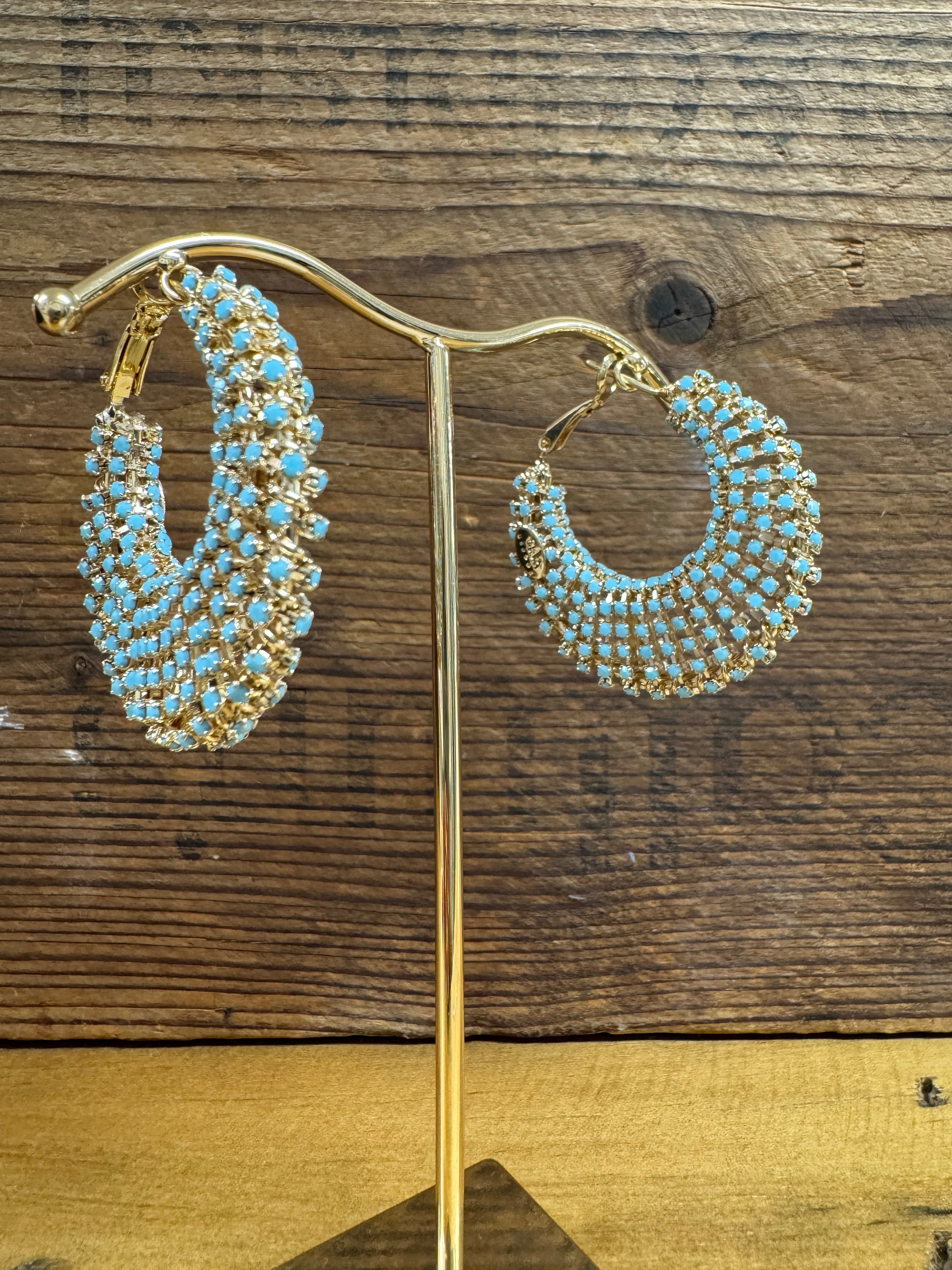Izzia Strass GM Hoop Earrings in Blue Izzia Strass GM Hoop Earrings in Blue