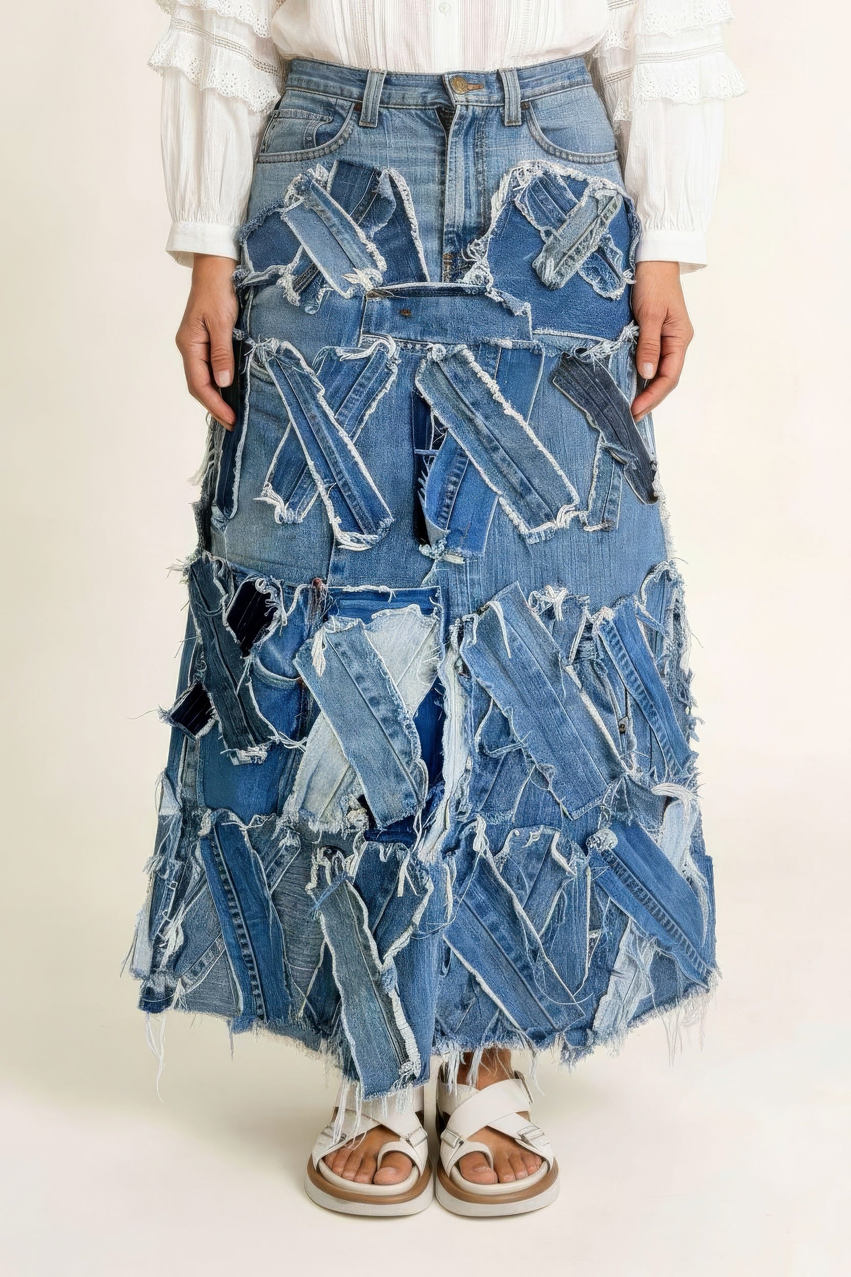 Jaded Gypsy - Patched Up Skirt - women's clothing - Vintage Denim