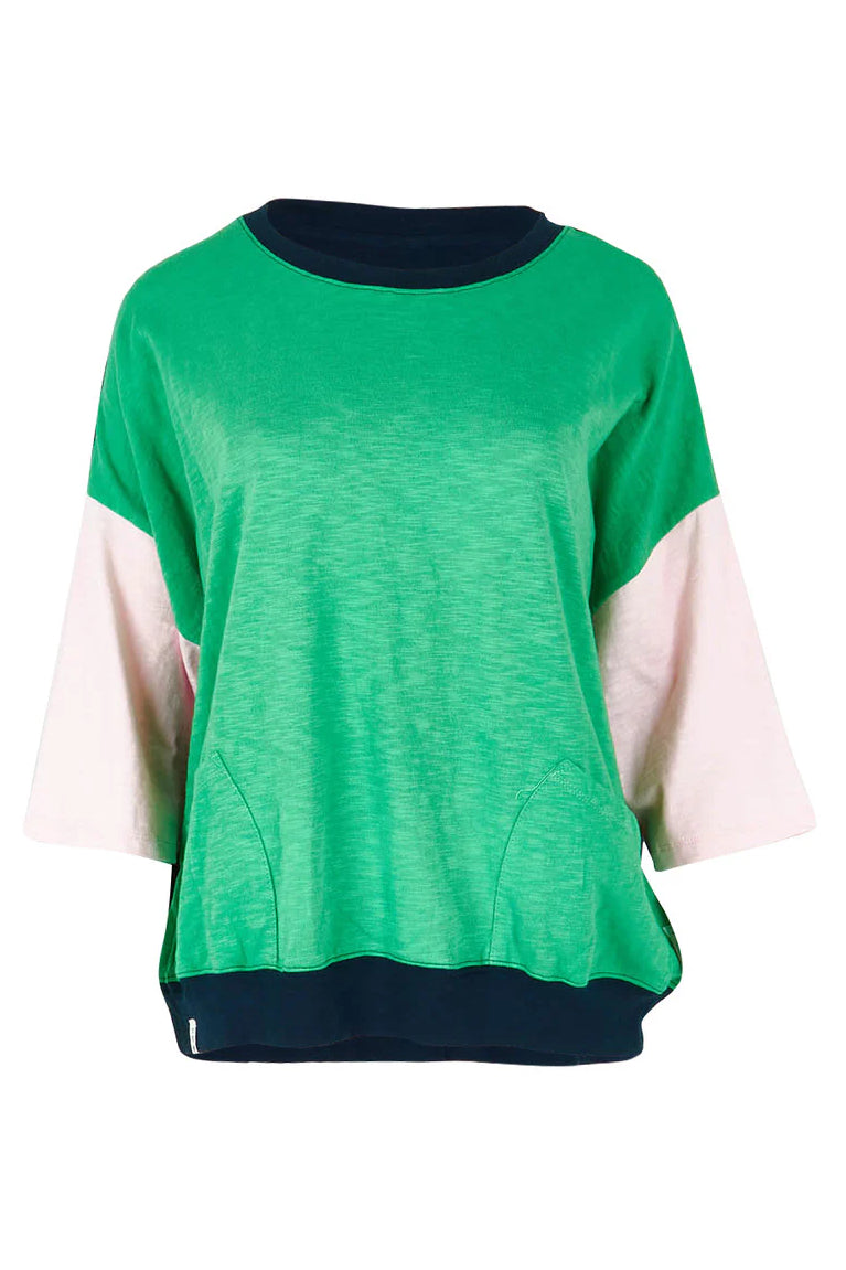 Mazie Colour Block Sweat in Green Briar Mazie Colour Block Sweat in Green Briar
