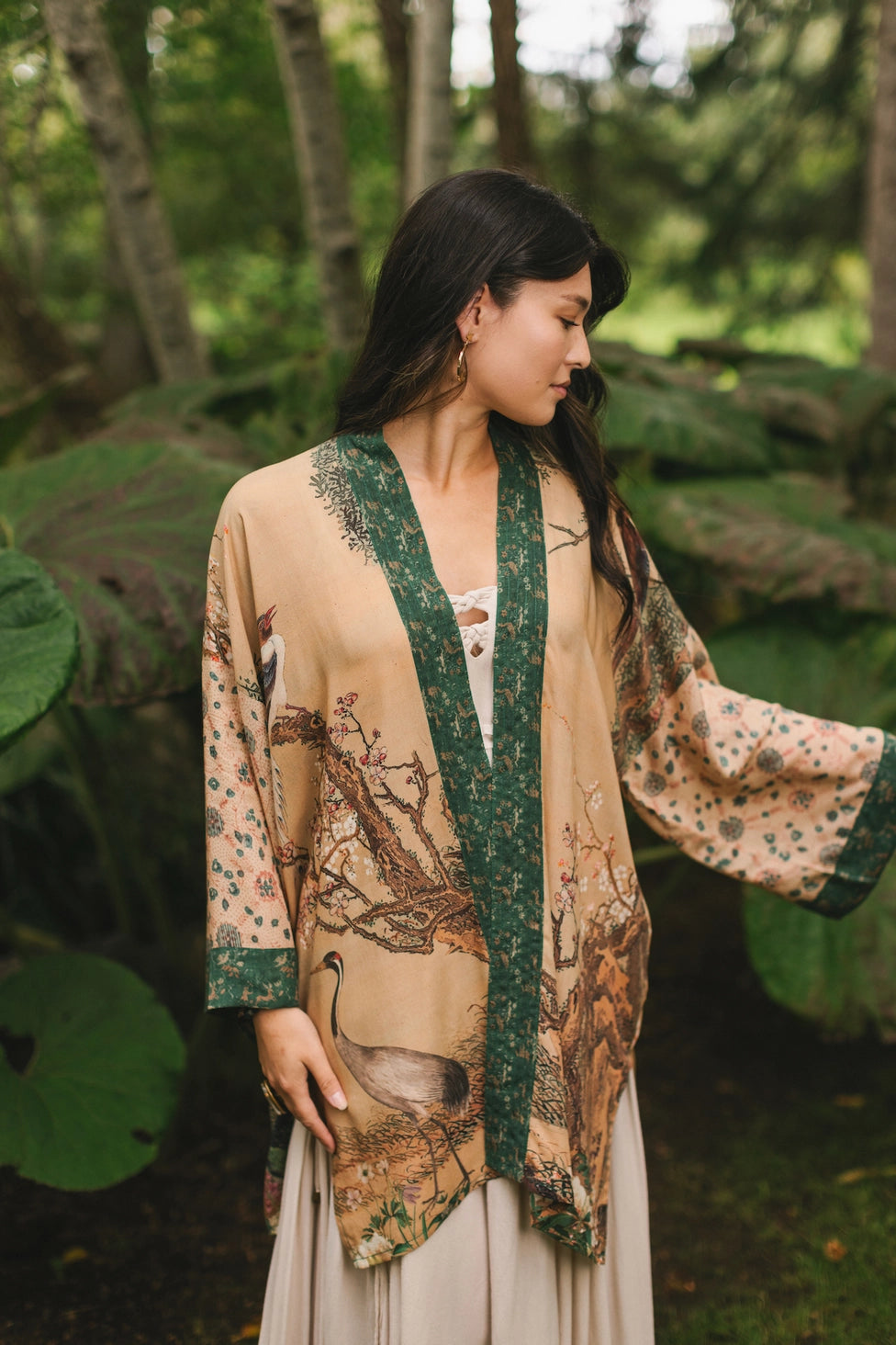 Fable Matinée Duster Kimono | Deer and Moon, Mid-Length Fable Matinée Duster Kimono | Deer and Moon, Mid-Length