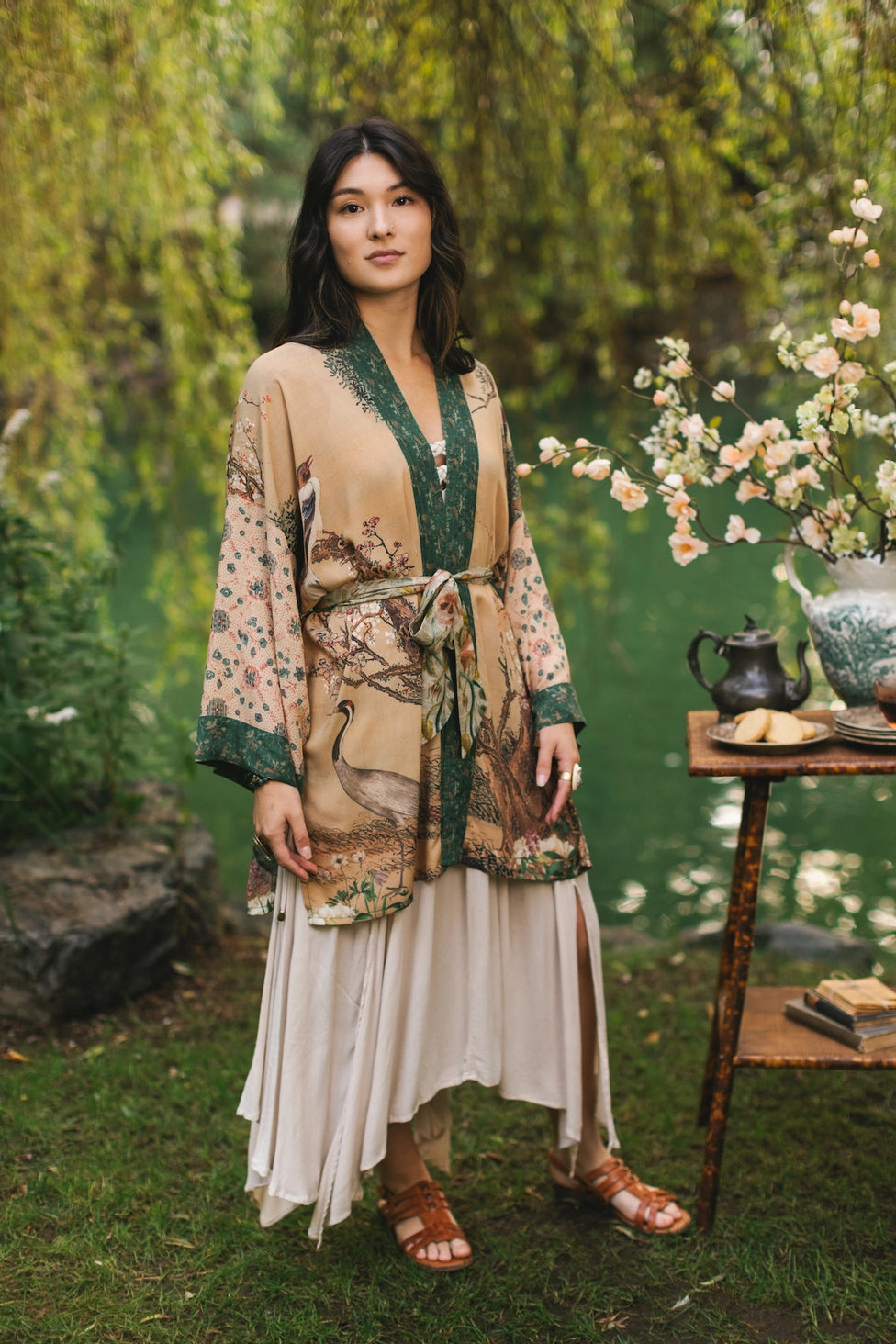 Fable Matinée Duster Kimono | Deer and Moon, Mid-Length Fable Matinée Duster Kimono | Deer and Moon, Mid-Length