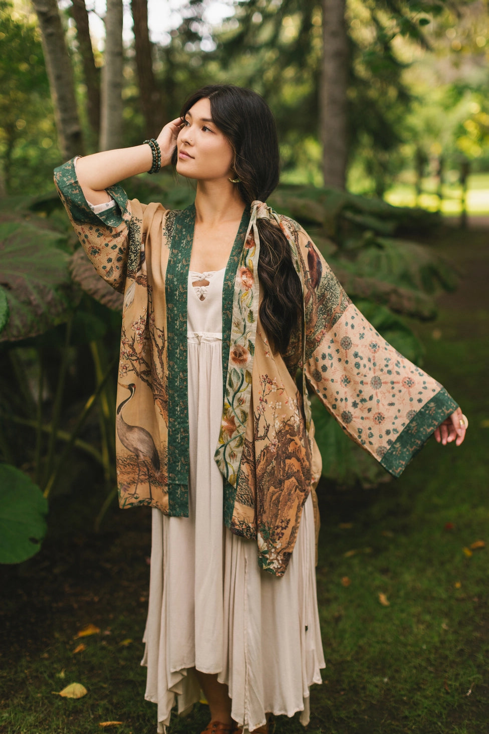 Fable Matinée Duster Kimono | Deer and Moon, Mid-Length Fable Matinée Duster Kimono | Deer and Moon, Mid-Length