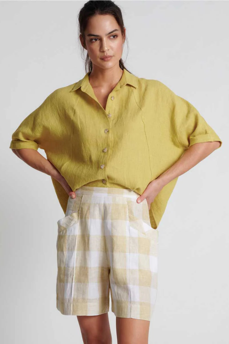 Plisse Shorts in Dijon Check Plisse Shorts in Dijon Check