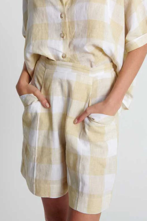 Plisse Shorts in Dijon Check Plisse Shorts in Dijon Check