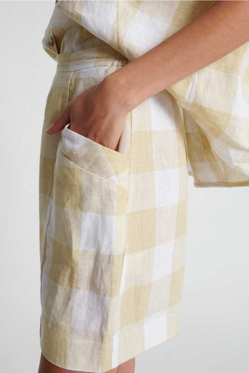 Plisse Shorts in Dijon Check Plisse Shorts in Dijon Check