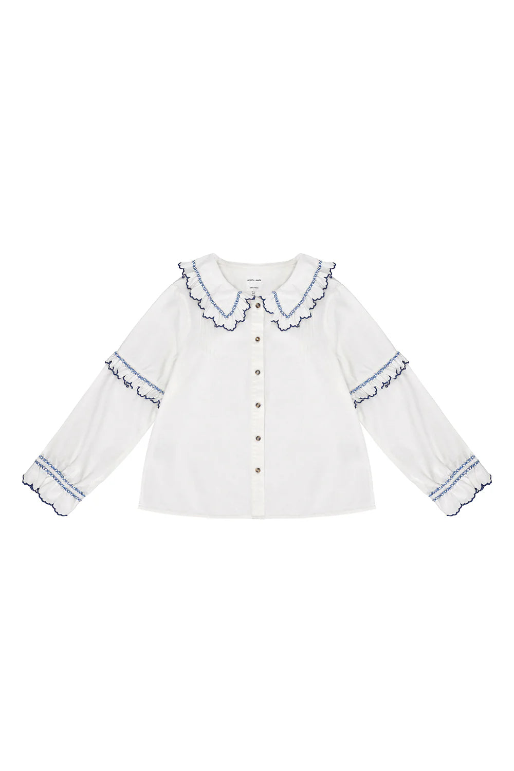 Phoebe Blouse | Ecru and Electric Blue Embroidery Phoebe Blouse | Ecru and Electric Blue Embroidery