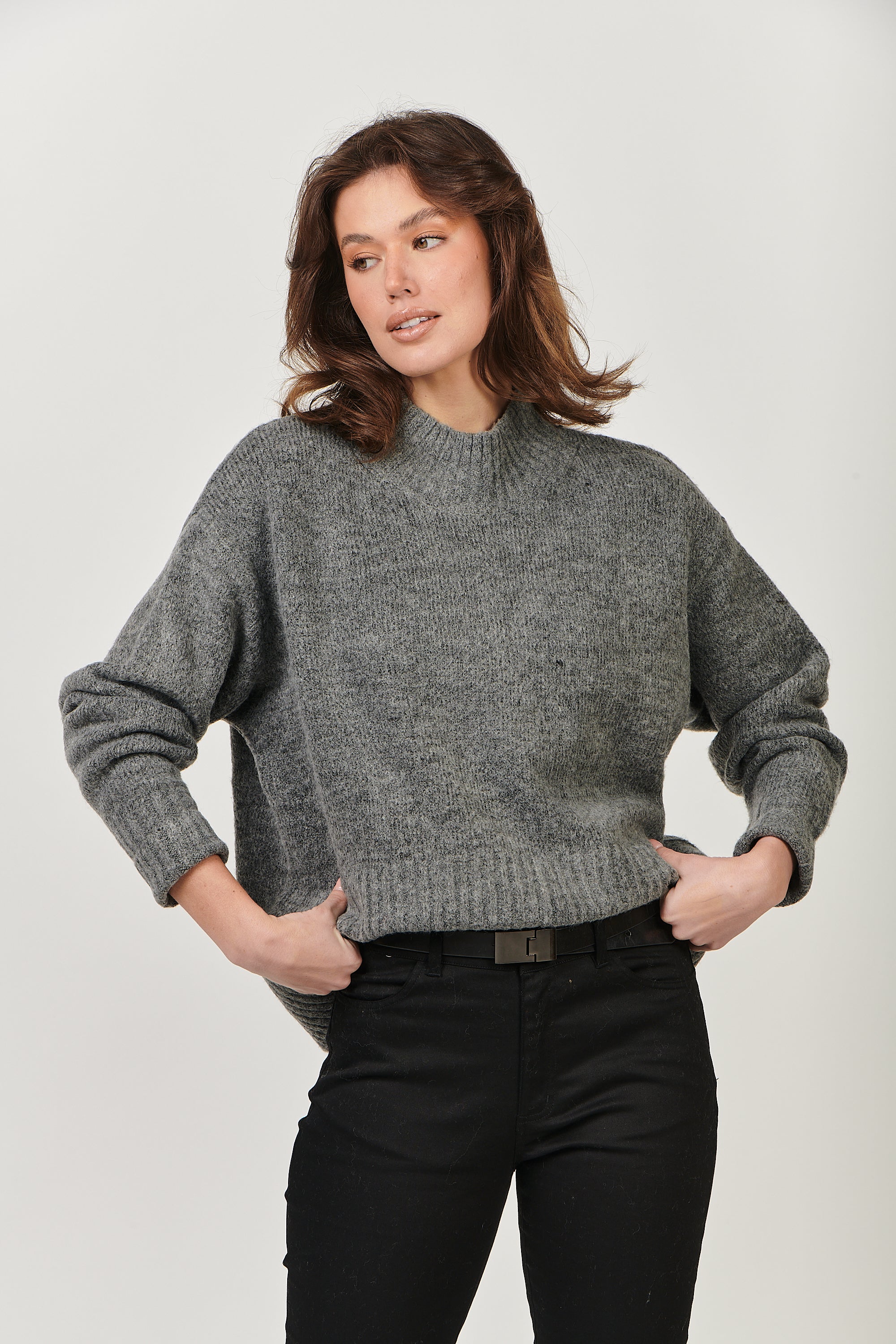 RE-47 Soft Blend Jumper in Charcoal RE-47 Soft Blend Jumper in Charcoal