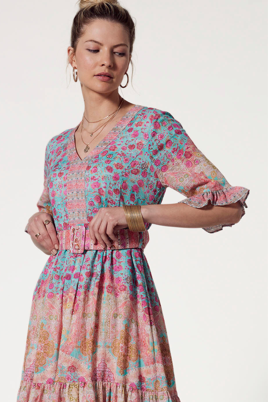 Ravello Dress in Aqua Multi Ravello Dress in Aqua Multi