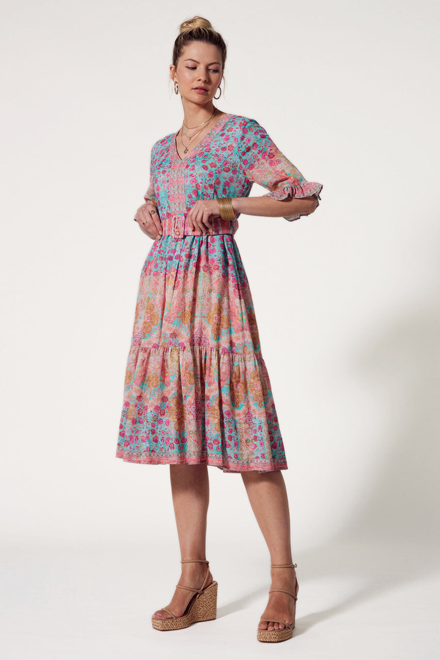 Ravello Dress in Aqua Multi Ravello Dress in Aqua Multi