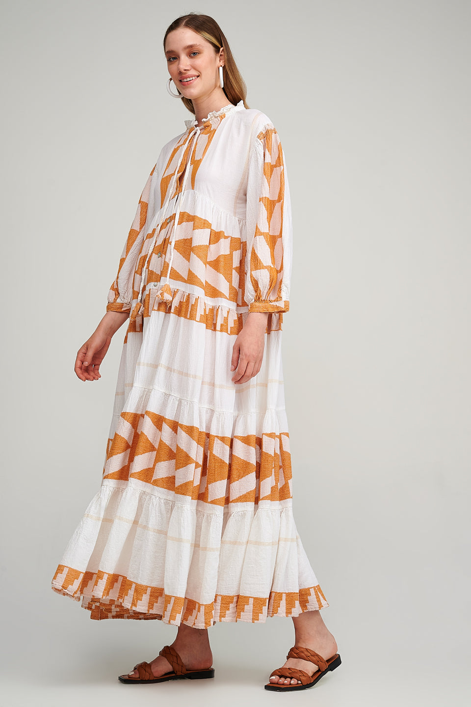 Zakar Maxi Dress in White/Camel Zakar Maxi Dress in White/Camel