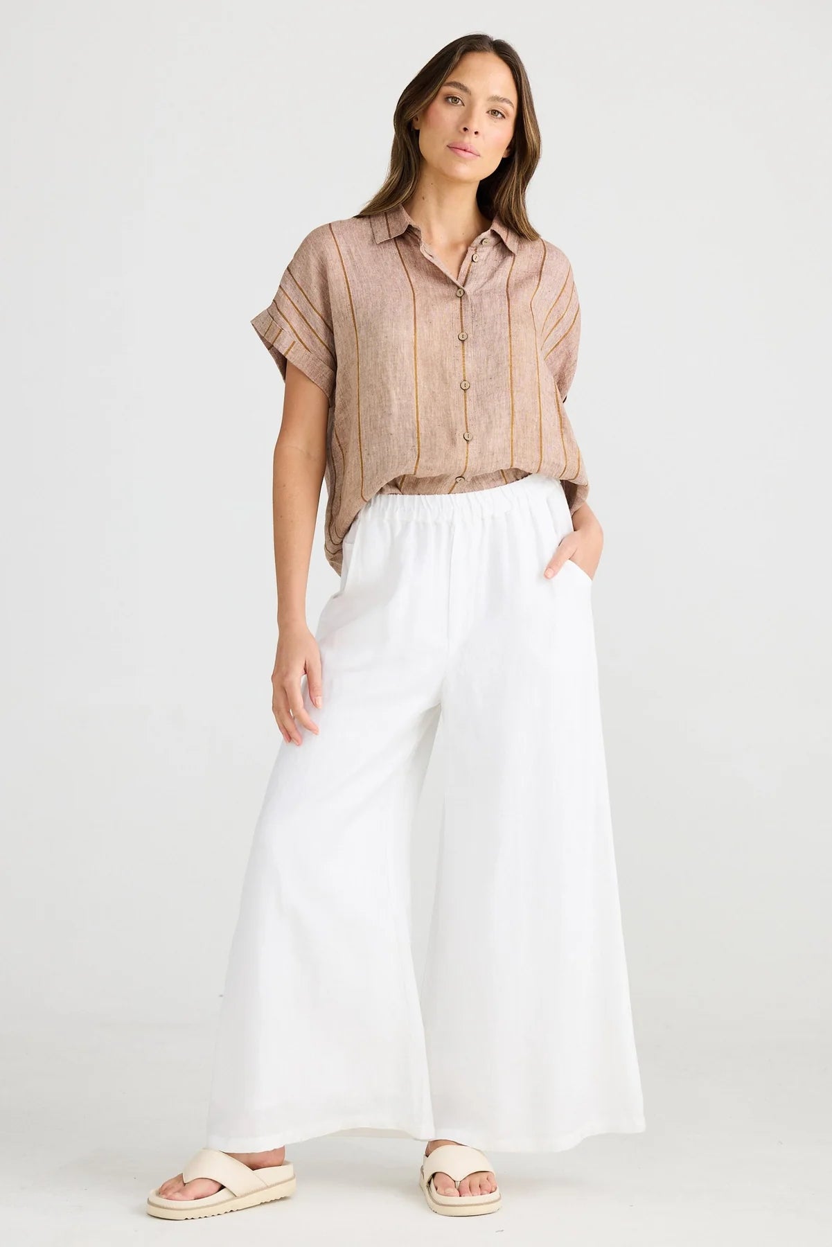 Positano Pant in White Linen Blend Positano Pant in White Linen Blend