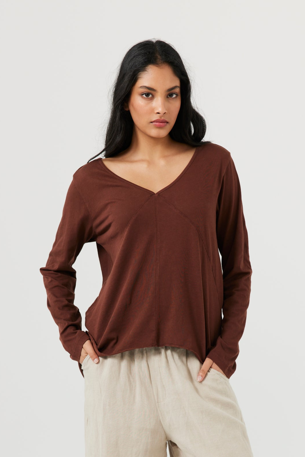 Congo Long Sleeve Tee in Chocolate Wash Congo Long Sleeve Tee in Chocolate Wash