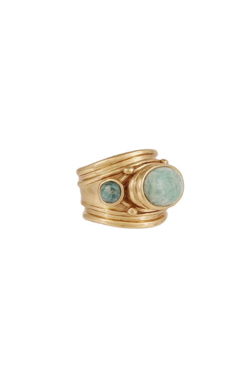 Simone ring gold in Amazonite & Blue Apatite Simone ring gold in Amazonite & Blue Apatite