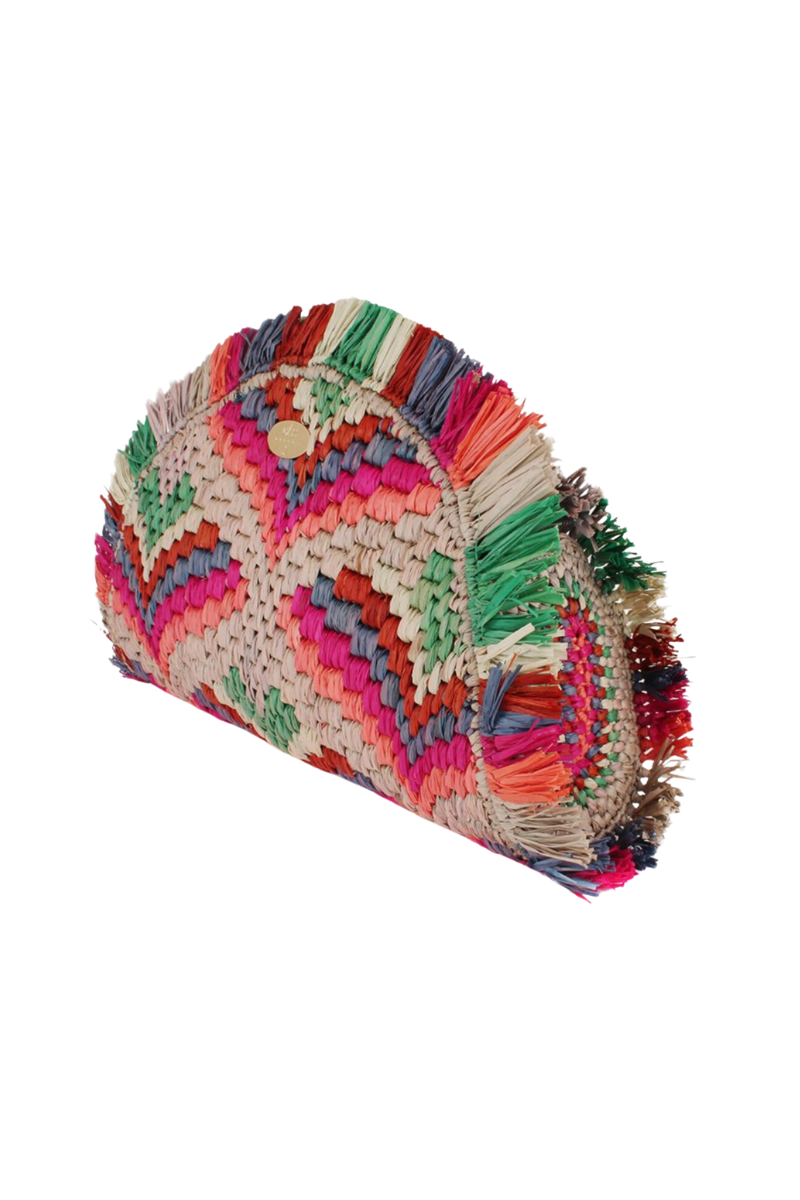 Sun Fringe Raffia Clutch in Pop Sun Fringe Raffia Clutch in Pop
