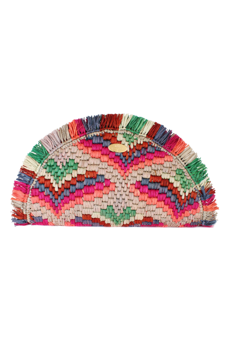 Sun Fringe Raffia Clutch in Pop Sun Fringe Raffia Clutch in Pop