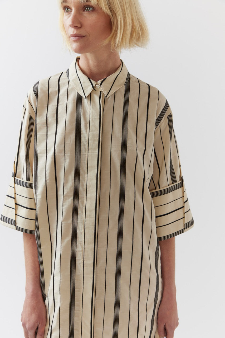 Yui Dress | Black Stripe Jacquard Yui Dress | Black Stripe Jacquard