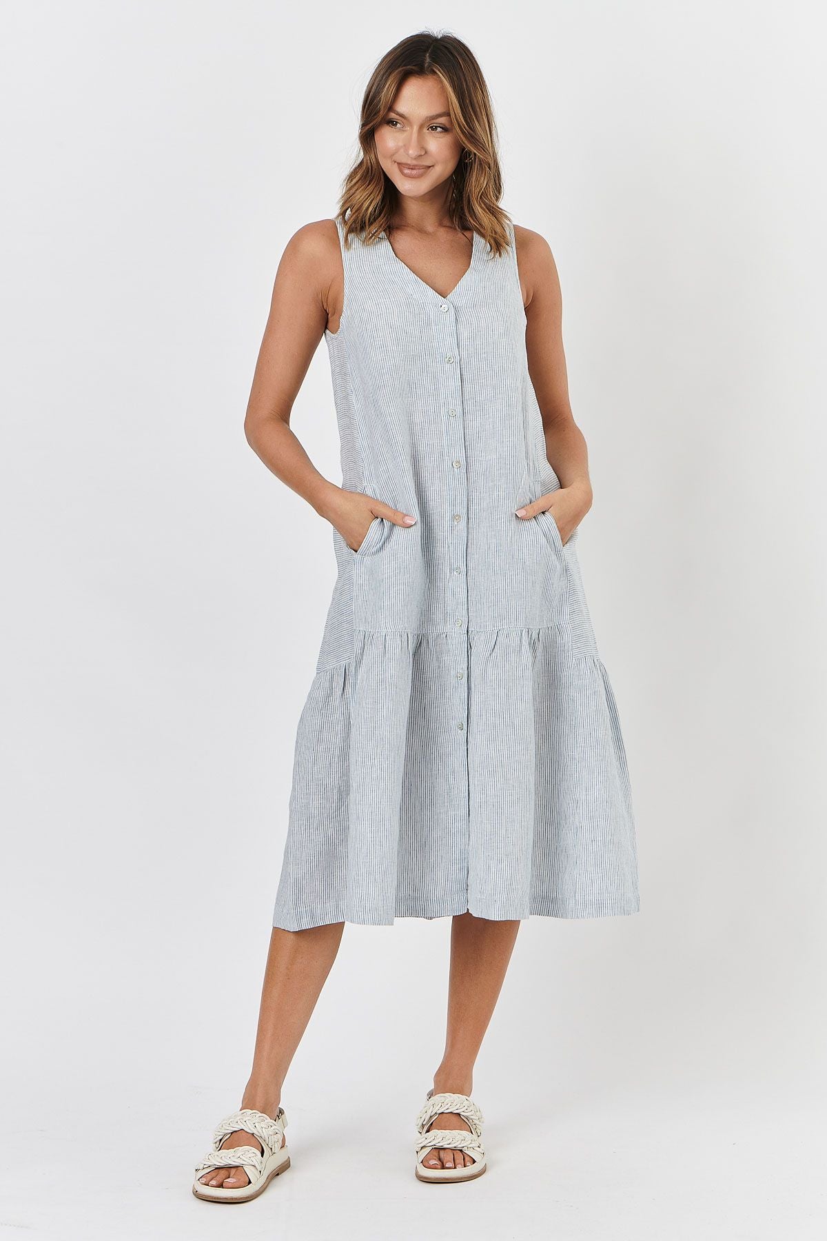 GA450 Linen Dress in Marine GA450 Linen Dress in Marine