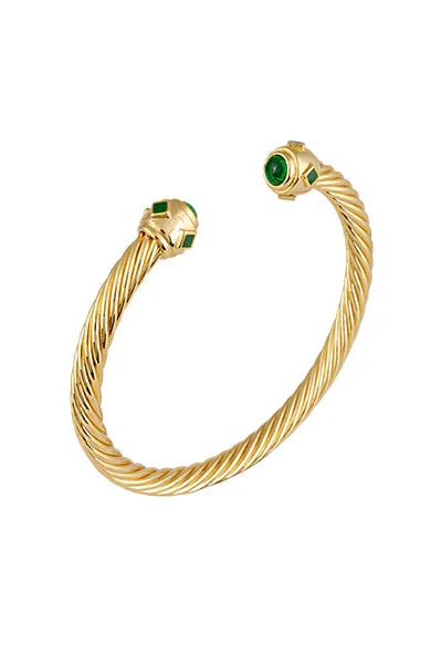Adeline Bangle with Green Cabochons Adeline Bangle with Green Cabochons