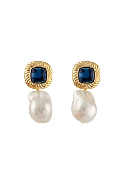 Sally Earrings with Blue Cabochons Sally Earrings with Blue Cabochons