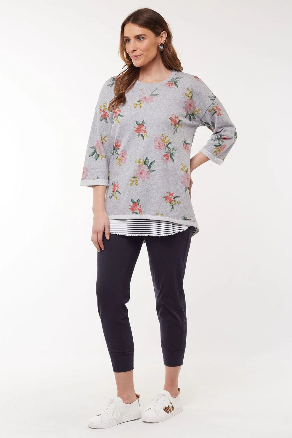 Secret Garden Fleece Crew in Grey Marle Secret Garden Fleece Crew in Grey Marle