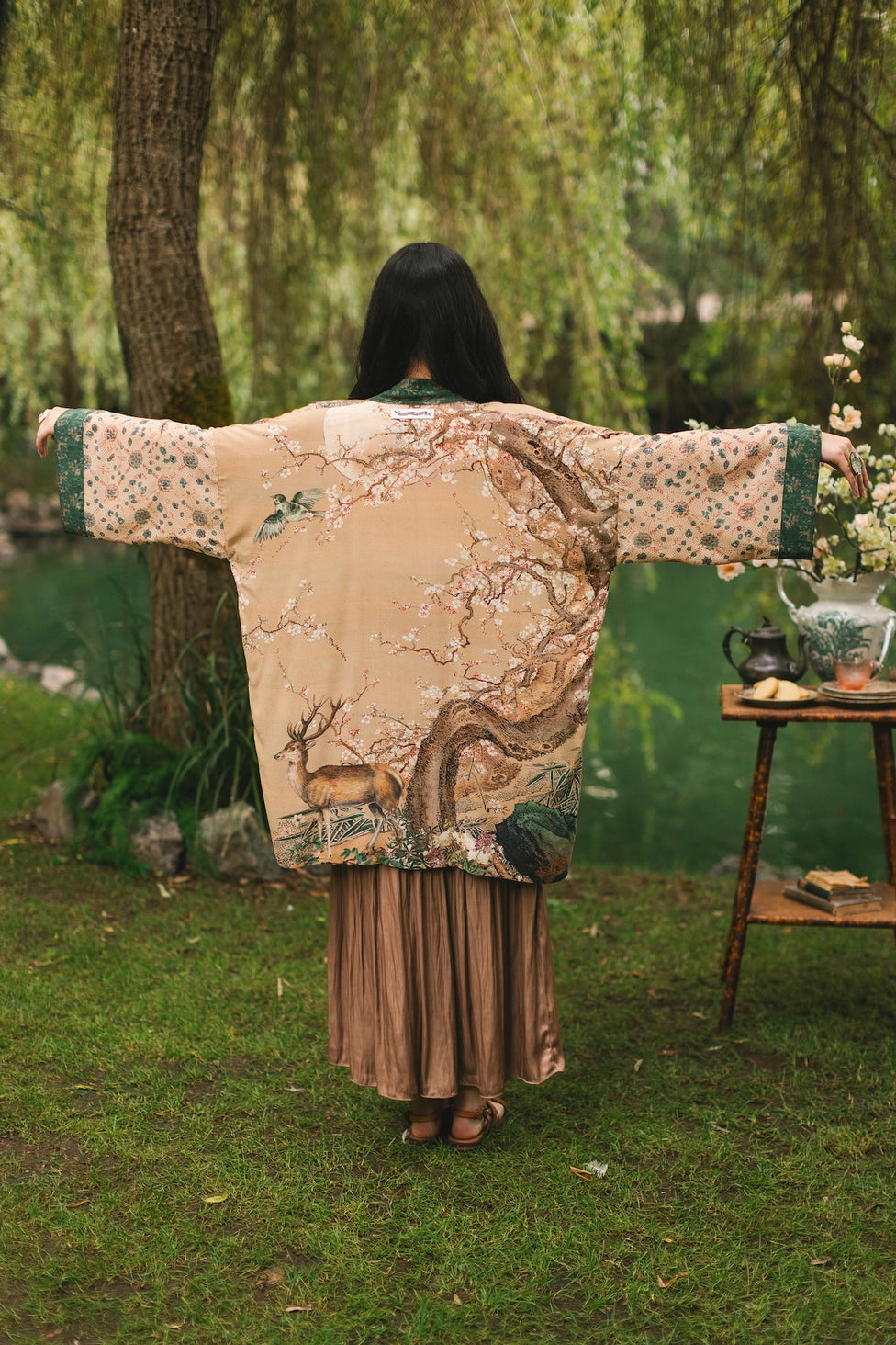 Fable Matinée Duster Kimono | Deer and Moon, Mid-Length Fable Matinée Duster Kimono | Deer and Moon, Mid-Length