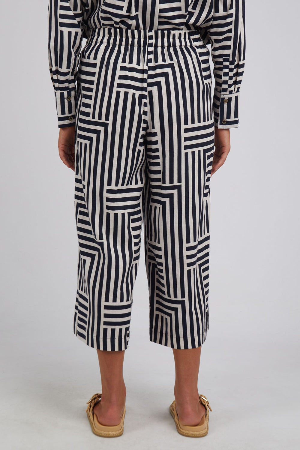 Bauhaus Pant in Navy Oatmeal Stripe Bauhaus Pant in Navy Oatmeal Stripe