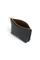 ELSHAM BOUTIQUE black calf nappa leather mini pouch with brass zip closure and suede interior lining