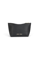 ELSHAM BOUTIQUE black calf nappa leather mini pouch with gold brass zip closure and foil logo embossment