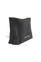 ELSHAM BOUTIQUE black calf nappa leather Mini Poucher with gold brass zip hardware and foil logo embossment