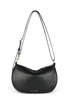 ELSHAM BOUTIQUE black calf nappa leather mini sling bag with brass hardware and adjustable crossbody strap