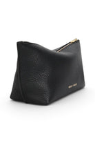 ELSHAM BOUTIQUE black calf nappa leather Medium Poucher with brass zip closure and gold foil logo detail