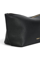 ELSHAM BOUTIQUE black calf nappa leather medium poucher with brass zip closure and gold foil logo detail