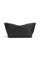 ELSHAM BOUTIQUE black calf nappa leather medium poucher with brass zip hardware and gold foil logo detail