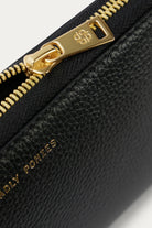 ELSHAM BOUTIQUE black grained calf leather Maxi Wallet with gold brass zip closure and embossed logo detail