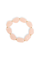 ELSHAM BOUTIQUE Havana stretch bracelet featuring blush pink resin beads and gold-tone metal accents.