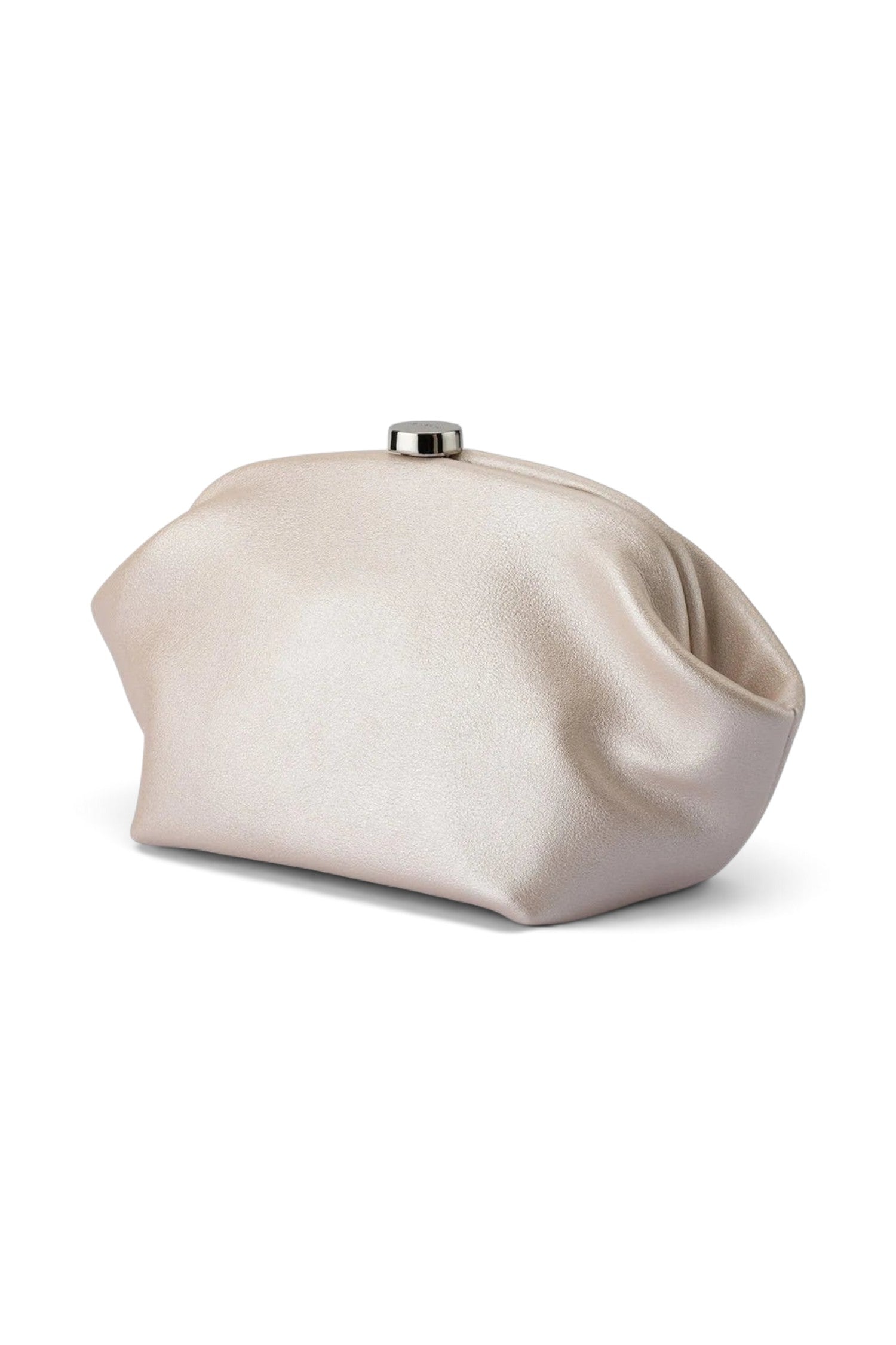 ELSHAM BOUTIQUE Marina pearl clutch in shimmering pearl vegan leather with a silver clasp closure