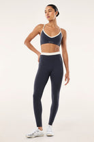 ELSHAM BOUTIQUE Reflect full-length leggings in marine blue and black with a high-rise waistband for training.