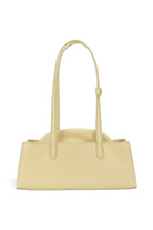 ELSHAM BOUTIQUE Mini Vault Tote in lemonade yellow ironed calf nappa leather with dual fixed top handles