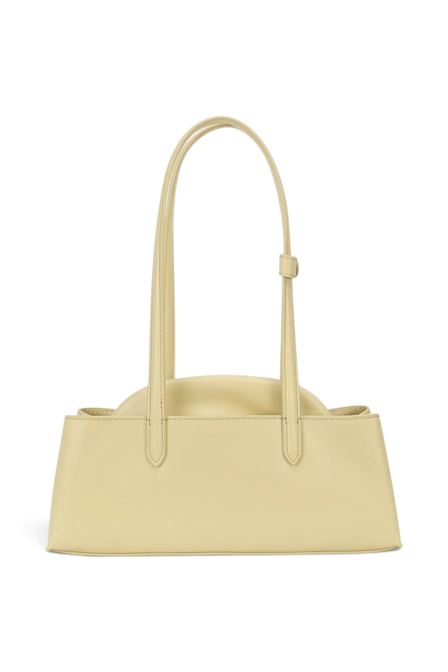 ELSHAM BOUTIQUE Mini Vault Tote in lemonade yellow ironed calf nappa leather with dual fixed top handles