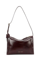 ELSHAM BOUTIQUE Minimese crossbody bag in dark cherry glossy calf nappa leather with gold hardware and adjustable strap