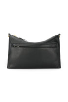 ELSHAM BOUTIQUE black calf nappa leather Siamese bag featuring an external back zip pocket and gold hardware