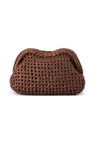 ELSHAM BOUTIQUE Taylor crochet clutch in metallic bronze with a structured frame closure and elegant woven texture.